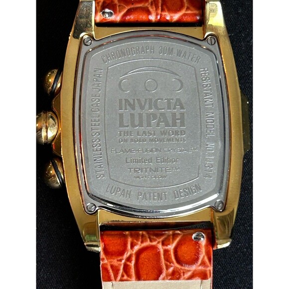 Invicta 14314 Limited Edition Watch 4 Leather Bands Box Papers Quartz Gold Tone